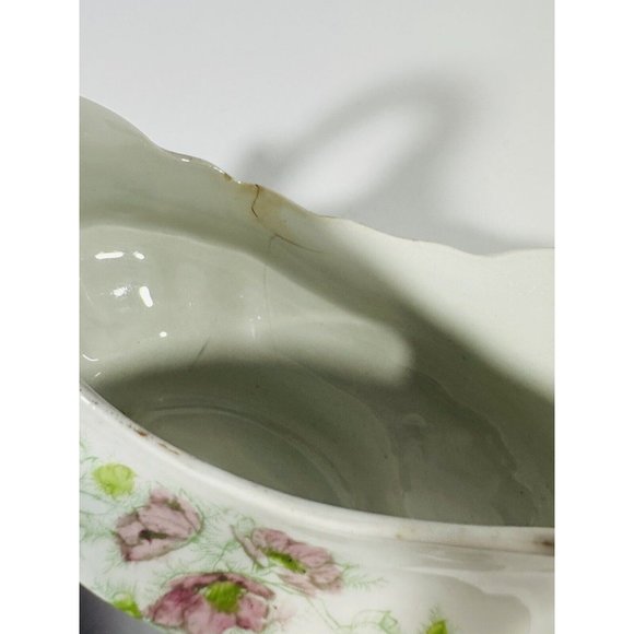 Excelsior Porcelain Gravy Boat Vintage Antique White Pink Green Floral Pattern - Picture 14 of 15